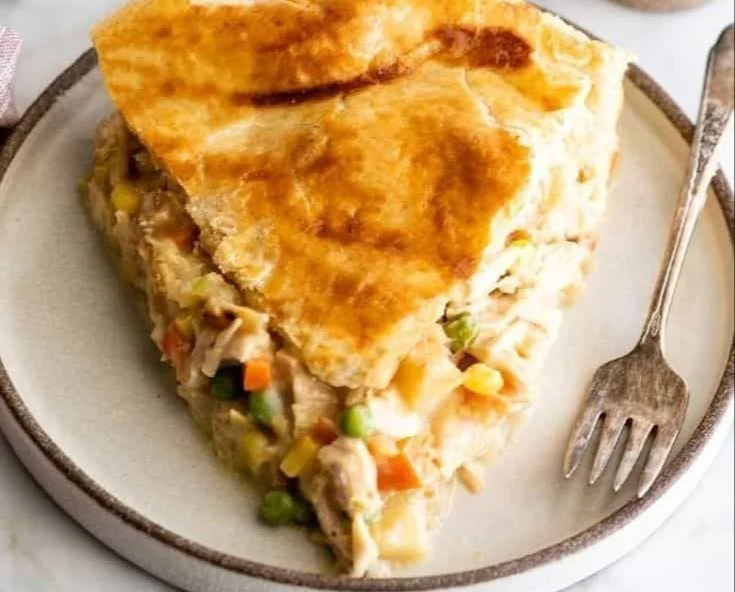 Delicious homemade chicken pot pie fresh from the oven with a golden crust