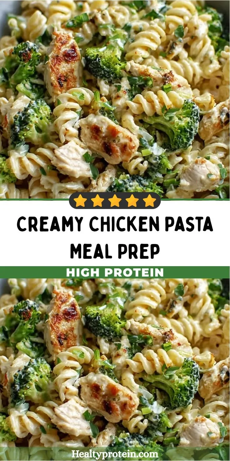Creamy chicken pasta meal prep for muscle building