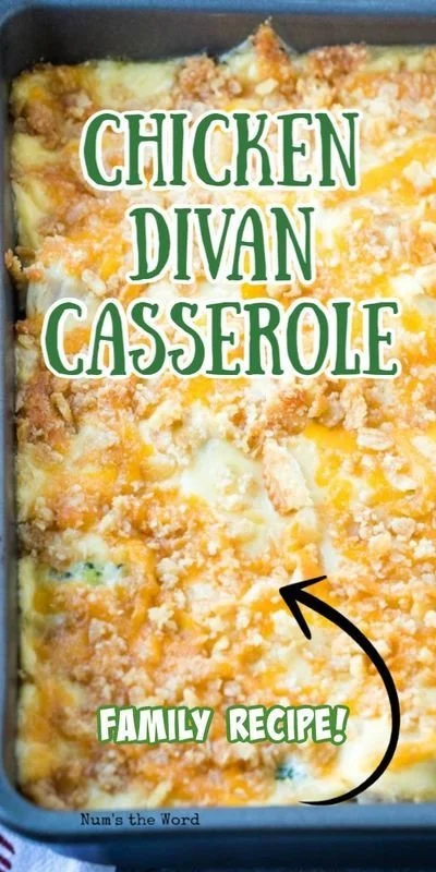 Delicious Chicken Divan Casserole topped with breadcrumbs and cheese