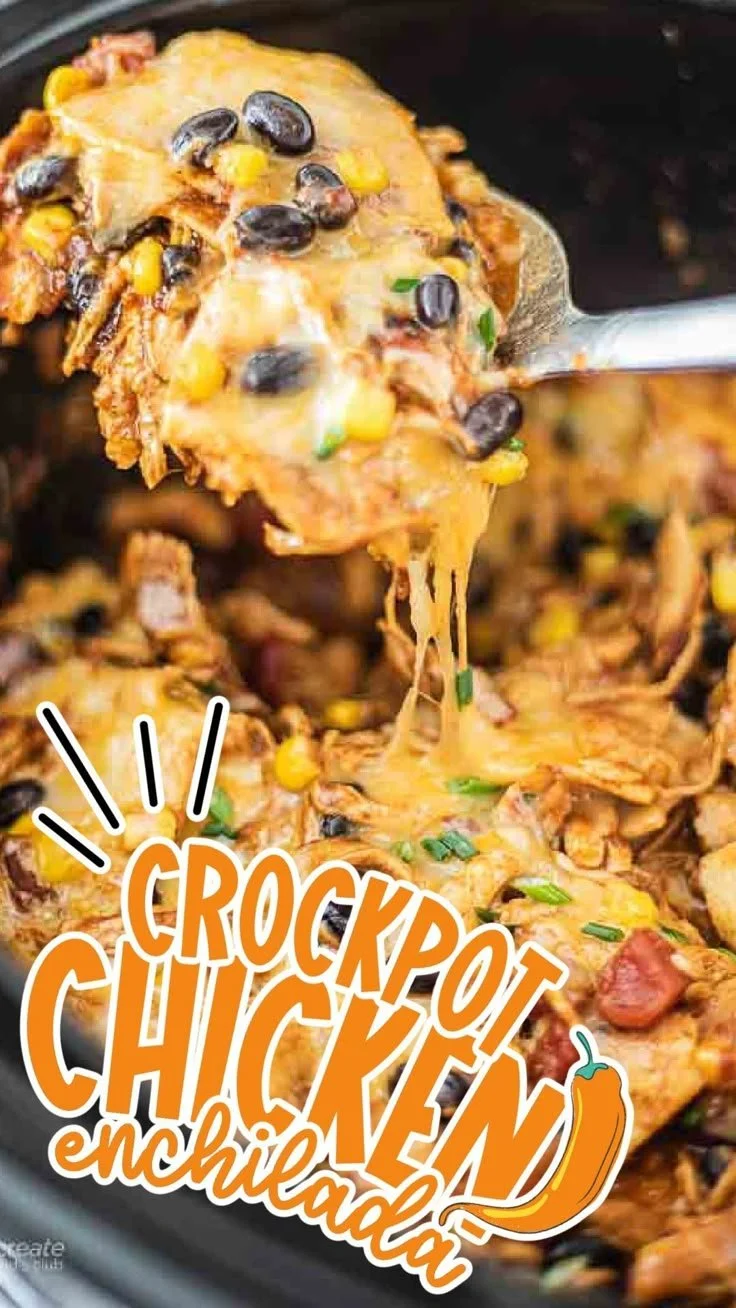 Delicious chicken enchilada crock pot meal served in a bowl