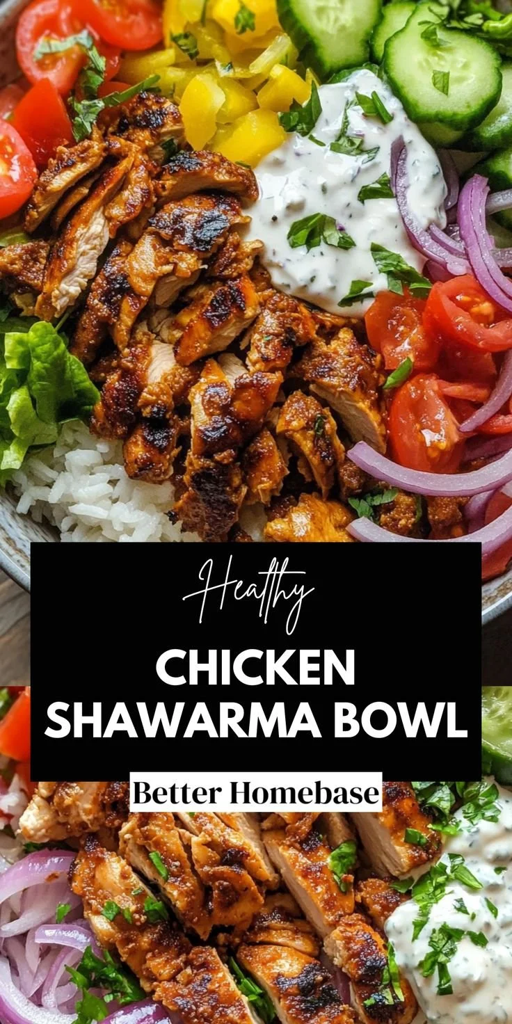 Delicious Chicken Shawarma Bowl with fresh vegetables and spices