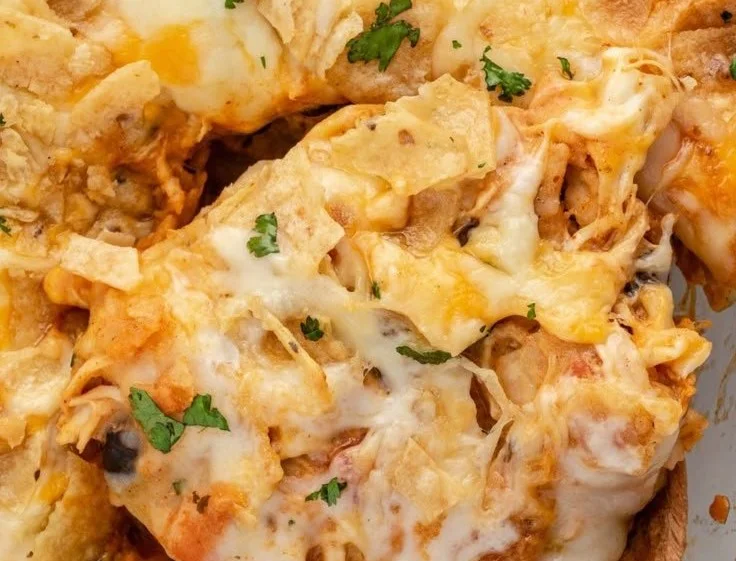 Delicious Chicken Taco Casserole served in a baking dish