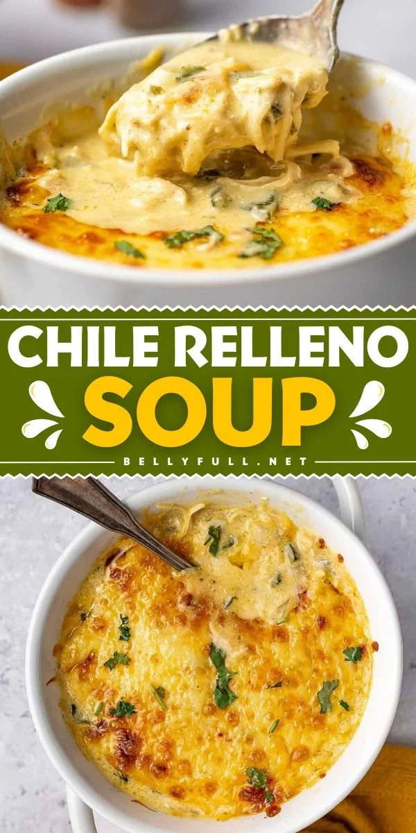Delicious bowl of Chile Relleno Soup, ideal for a cozy fall dinner.