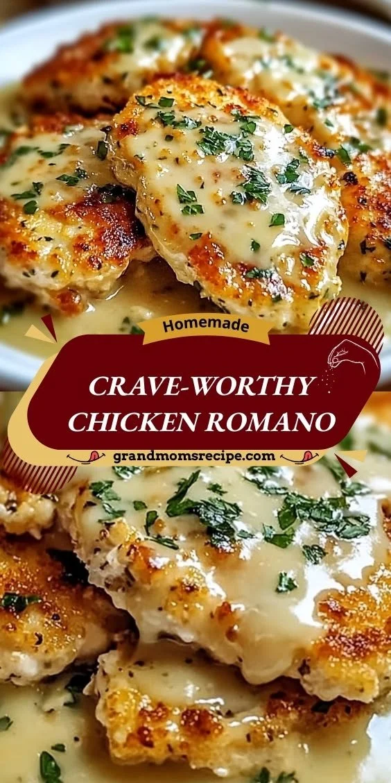 Delicious Chicken Romano served with herbs and cheese