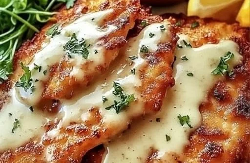 Crispy Malibu chicken served with vibrant garnishes