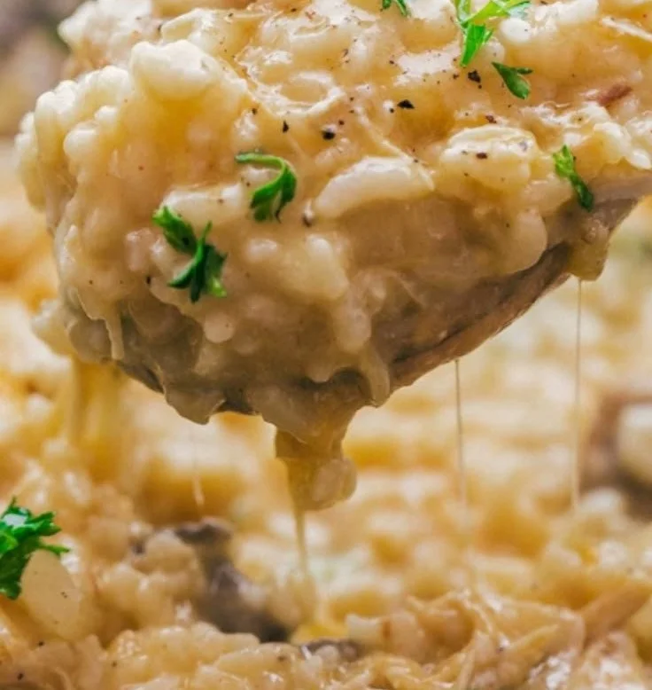 Crock Pot chicken and rice dish served in a bowl