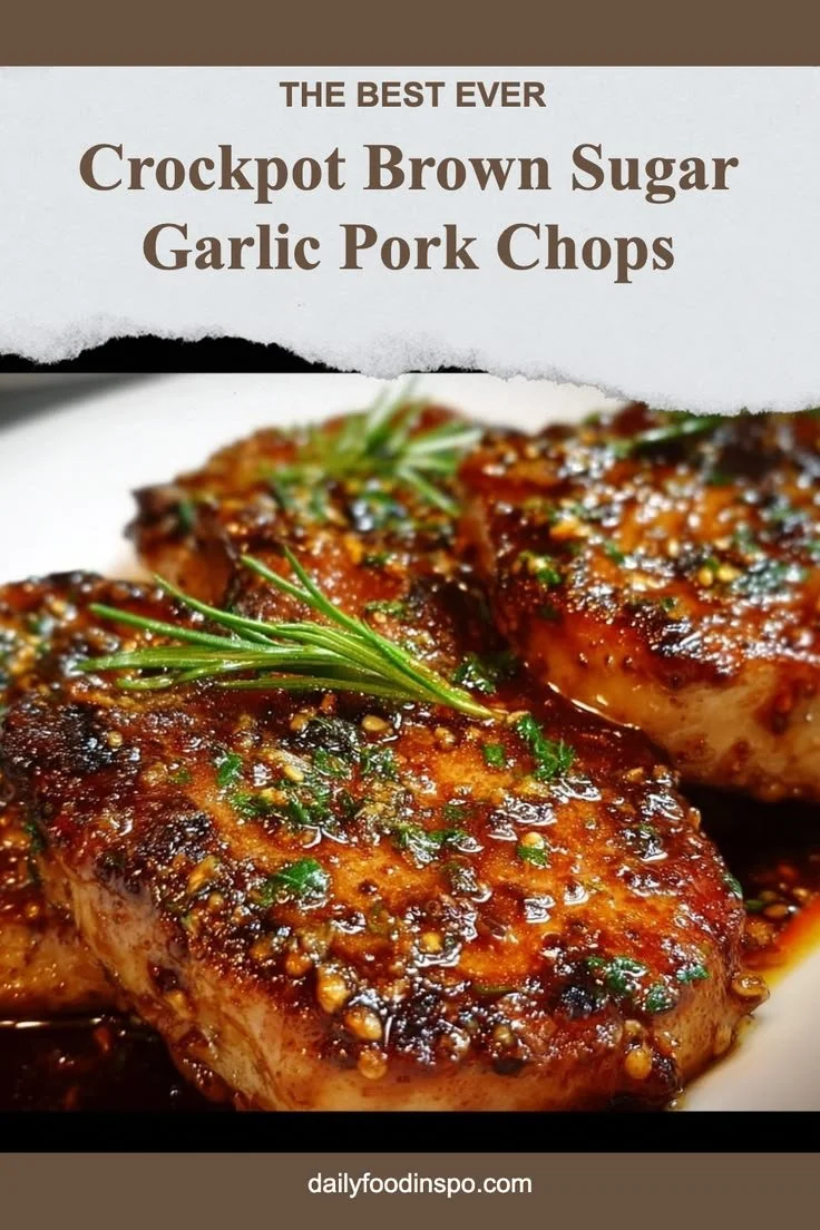 Crockpot Brown Sugar Garlic Pork Chops recipe with sweet and sour flavors.