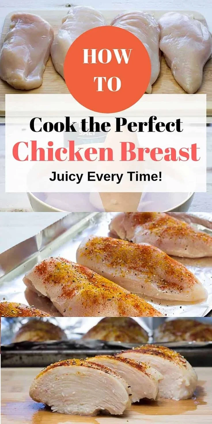 Delicious oven-baked chicken breast on a plate with herbs and spices.