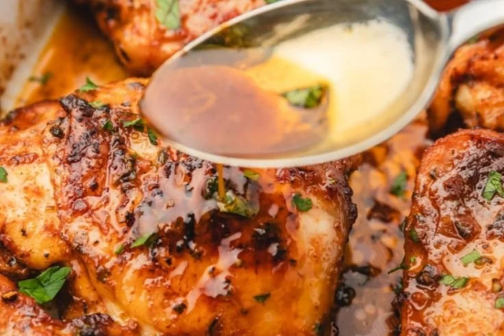 Plate of Delicious Old Bay Chicken Thighs garnished with herbs