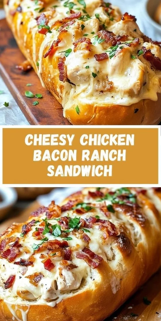 Easy and cheesy chicken bacon ranch sandwich with crispy bacon and tender chicken