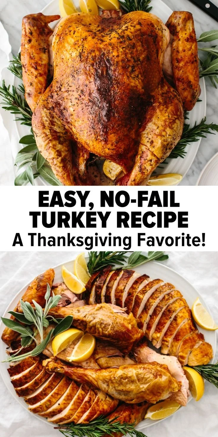 Easy Thanksgiving turkey recipe with herbs and spices ready for roasting