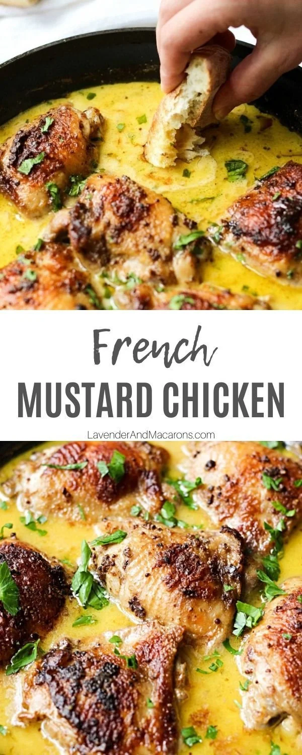 Delicious French Mustard Chicken dish served on a rustic table