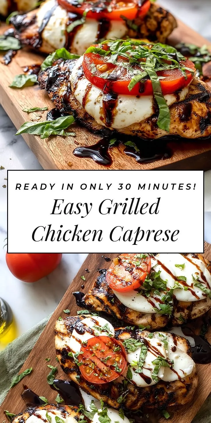 Grilled Chicken Caprese with fresh tomatoes and mozzarella cheese