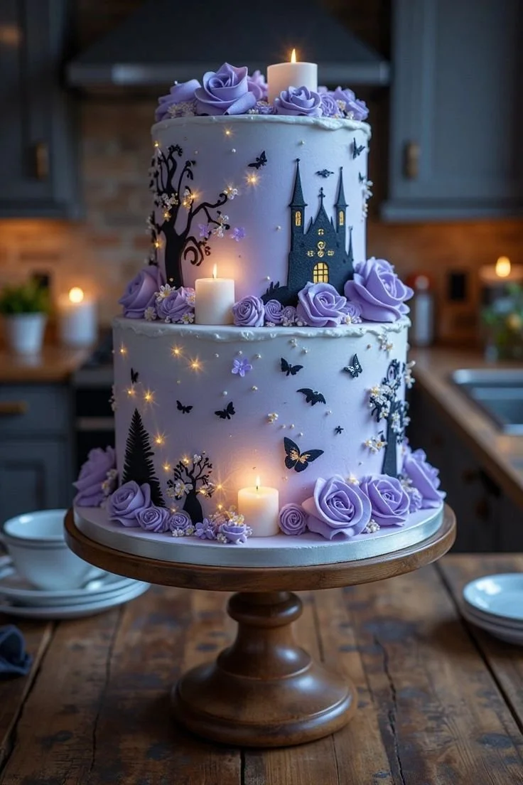 Beautifully decorated Halloween cake with spooky design and vibrant colors.