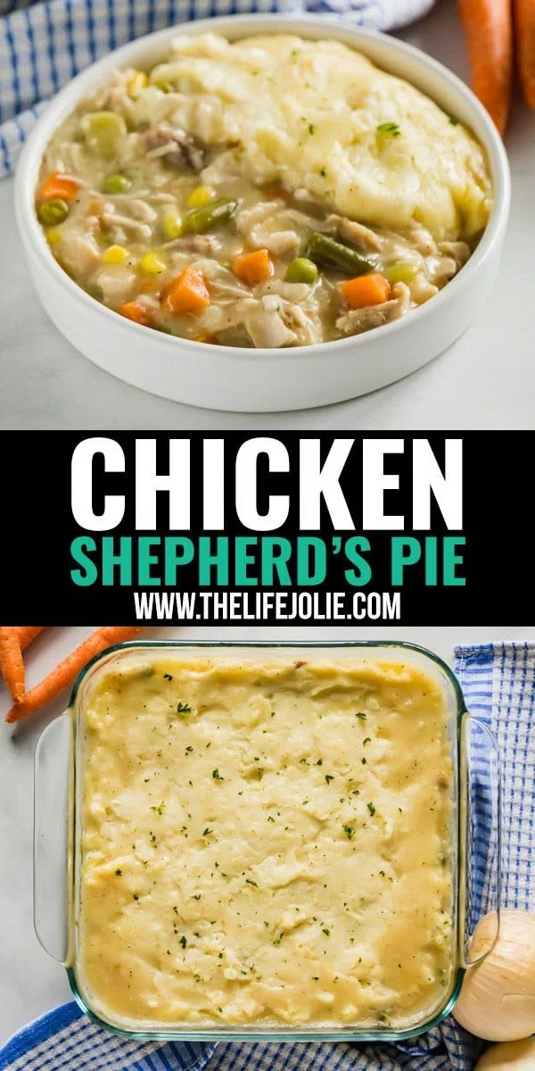 Delicious Leftover Chicken Shepherd's Pie served with mashed potatoes