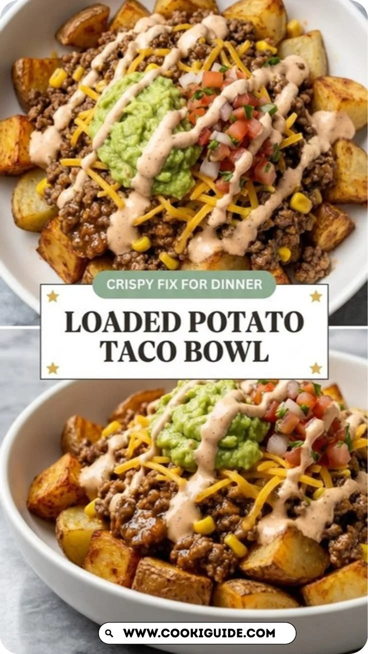 Loaded Potato Taco Bowl with toppings for a delicious dinner option