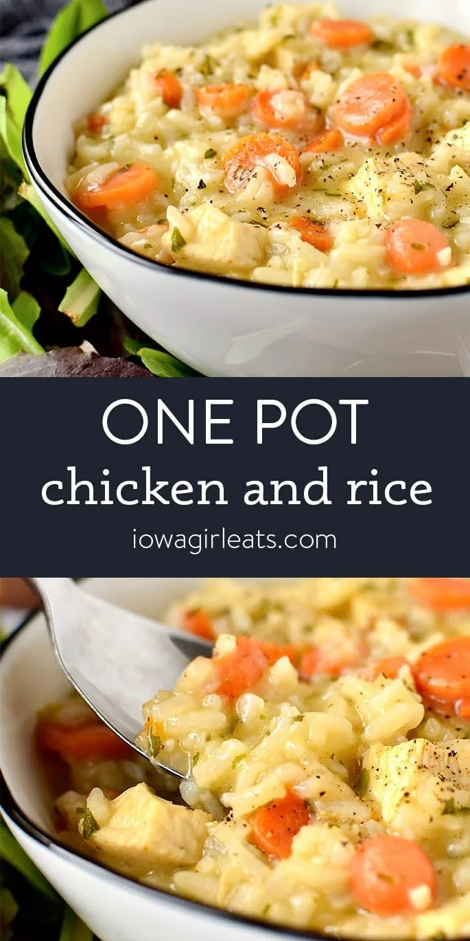 One pot chicken and rice cooked to perfection with vegetables and spices