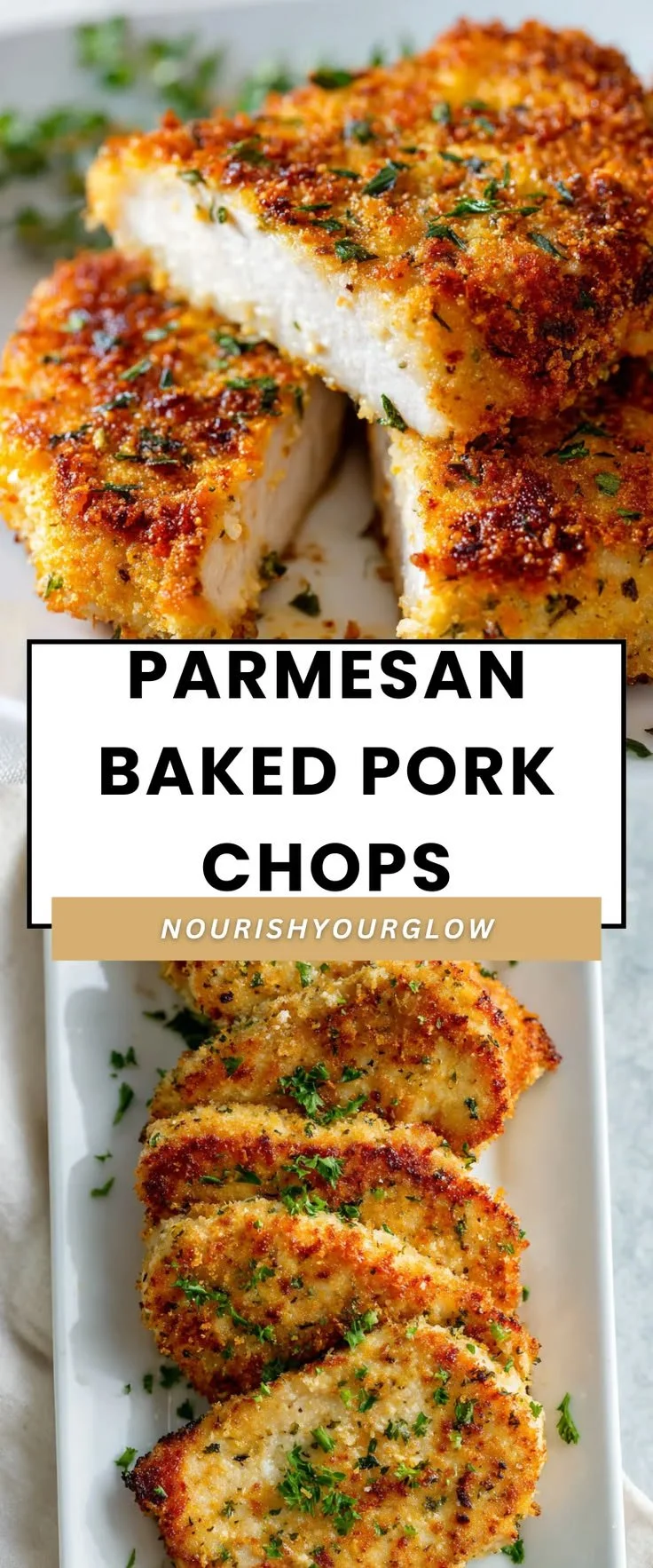 Delicious Parmesan baked pork chops fresh out of the oven