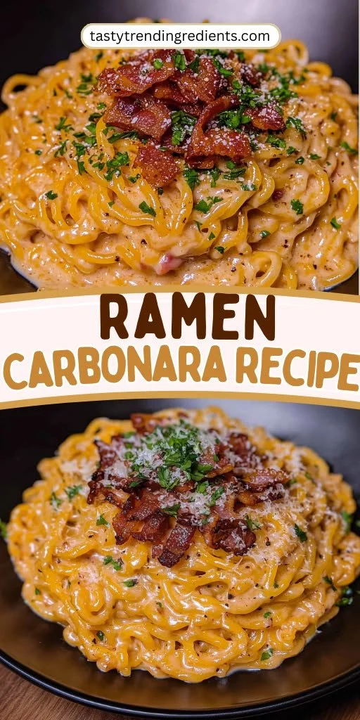 Delicious bowl of Ramen Carbonara with noodles, creamy sauce, and toppings