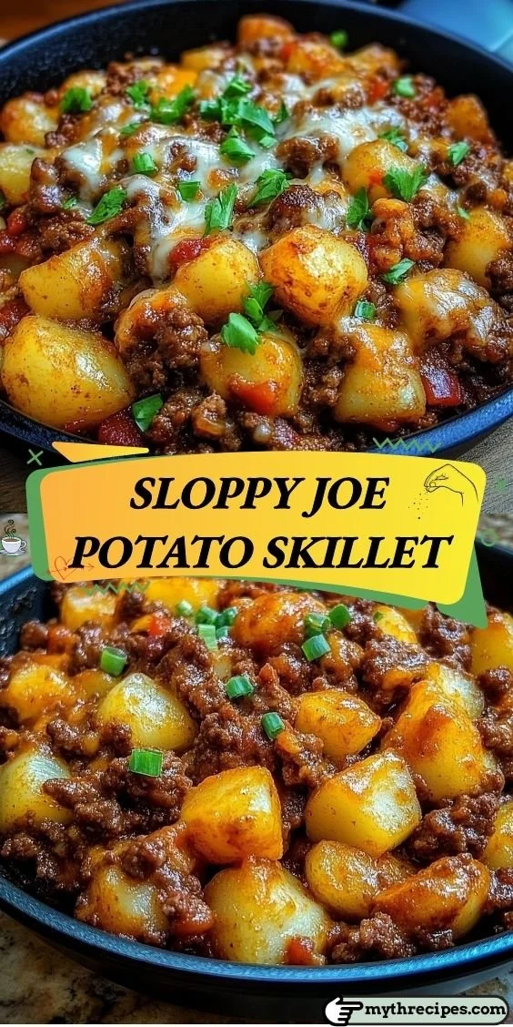 Sloppy Joe Potato Skillet dish with ground meat and potatoes