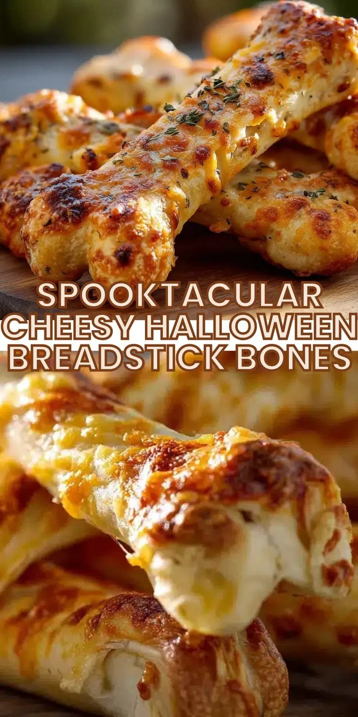 Cheesy Halloween breadstick bones served as a festive party snack