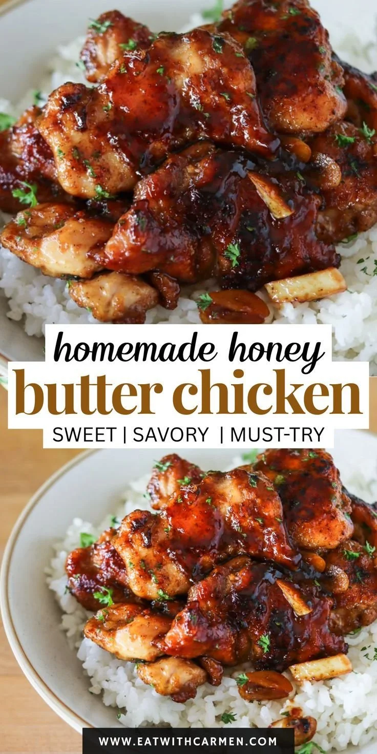 Delicious honey butter chicken served with side dishes
