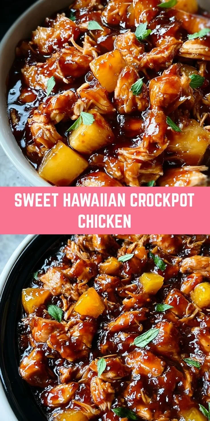 Delicious Sweet Hawaiian Crockpot Chicken served in a bowl with rice and vegetables.
