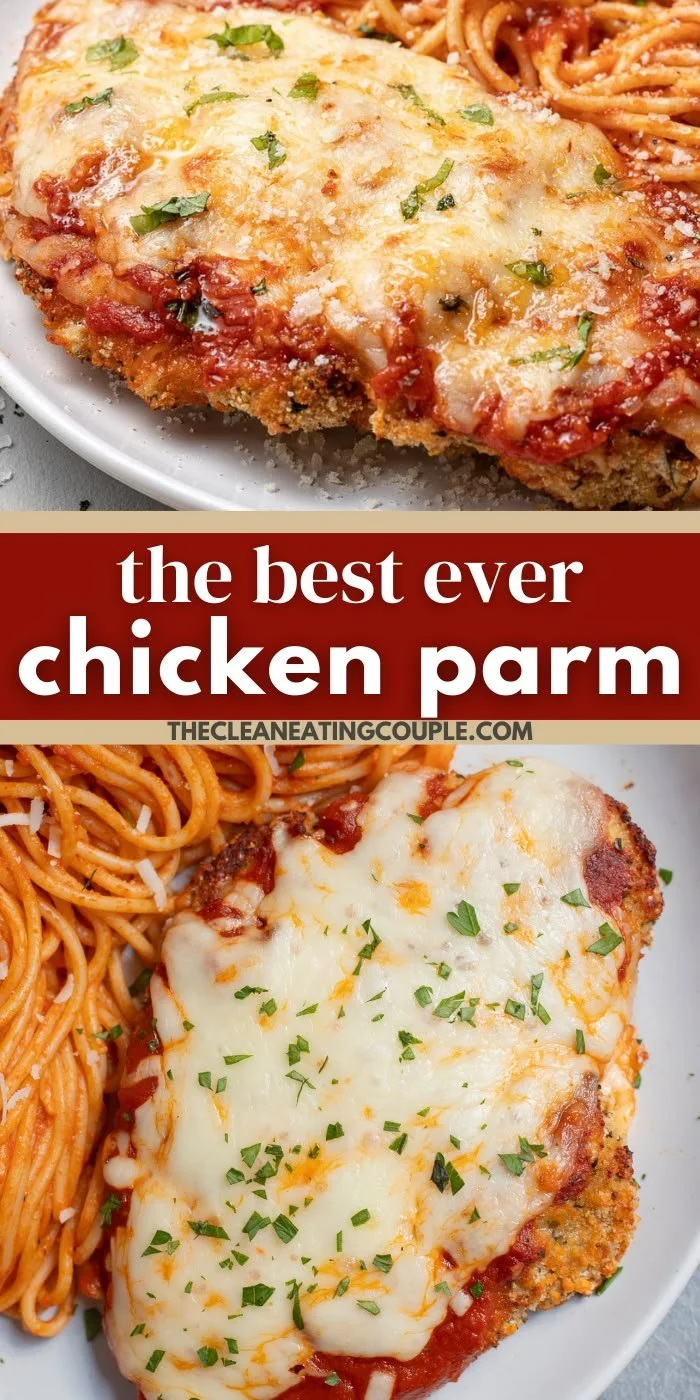 Delicious serving of best ever chicken parmesan with cheese and marinara sauce