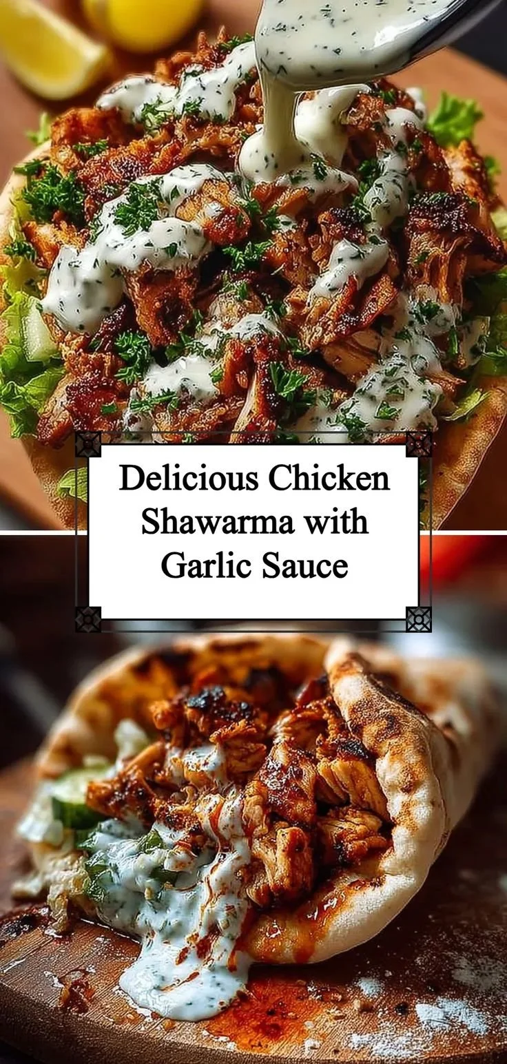 Delicious chicken shawarma topped with creamy garlic sauce on a plate